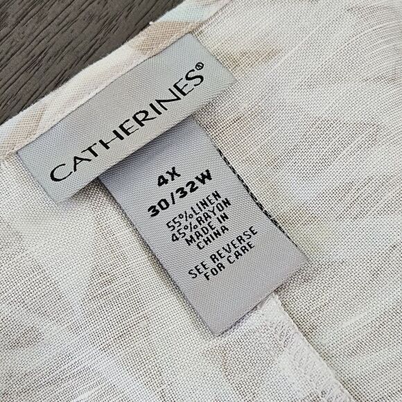 CATHERINES Maxi Dress Linen Blend Sleeveless Size 4X Plus Tank Lagenlook Cottage - Picture 3 of 6